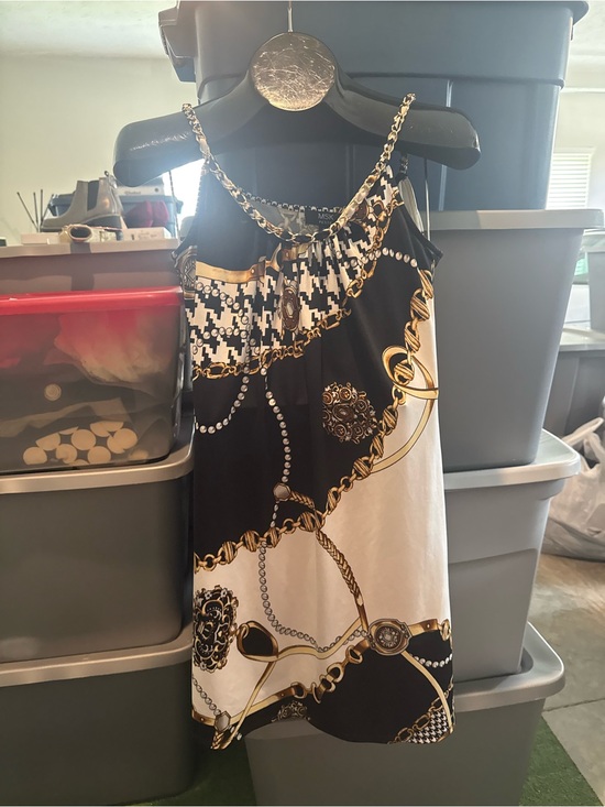 MSK Dresses & Skirts - Black and White Chain-Print Slip Dress p74
